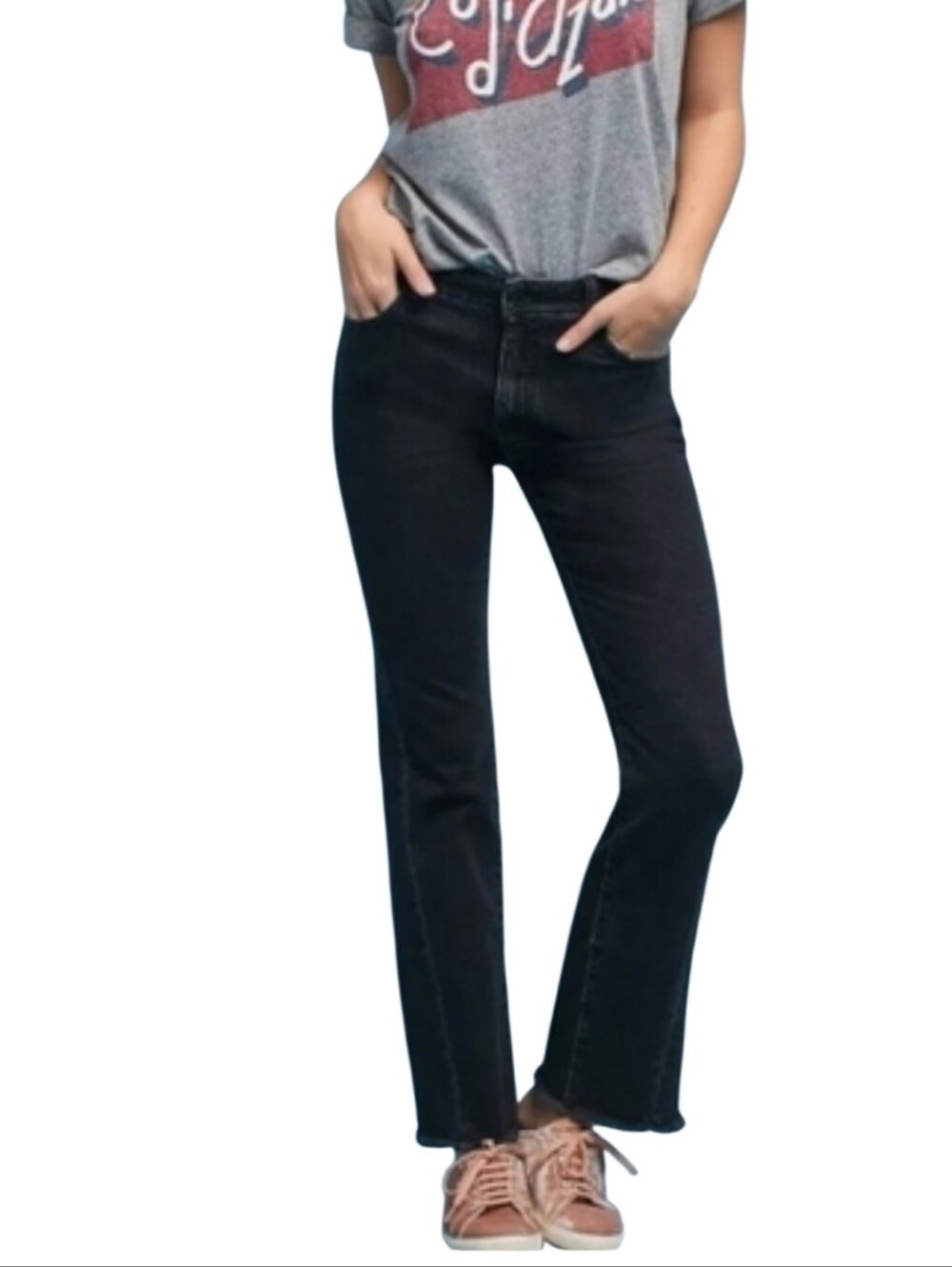 Anthropologie Pilcro High Waisted Crop Flare Raw Hem Frayed Jeans